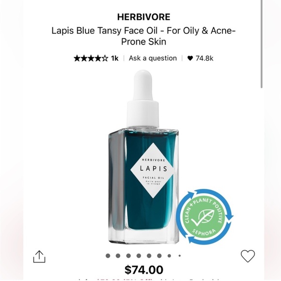 Lapis Herbivore Blue Tansy Facial Oil $74 NEW IN BOX - Picture 1 of 3